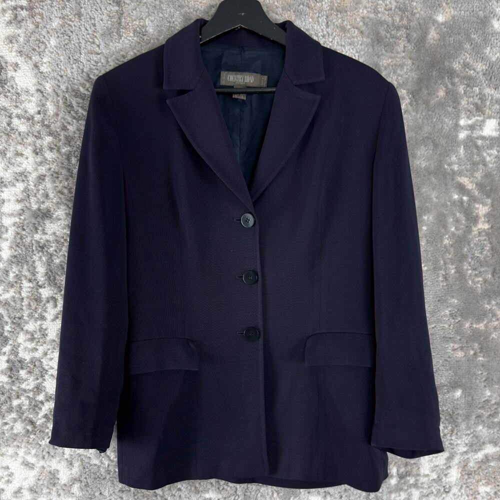 Country Road Size 6 Career Notched Blazer Jacket‎ Navy Long Sleeve Lined Button